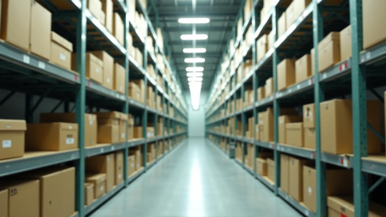 Modern climate-controlled business storage facility with organized inventory shelving