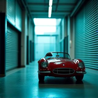 Modern storage condo interior showing luxury vehicles