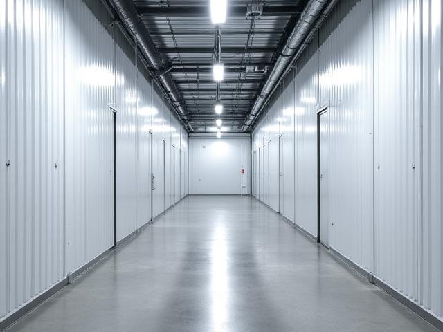 Empty 10x10 storage unit showing scale