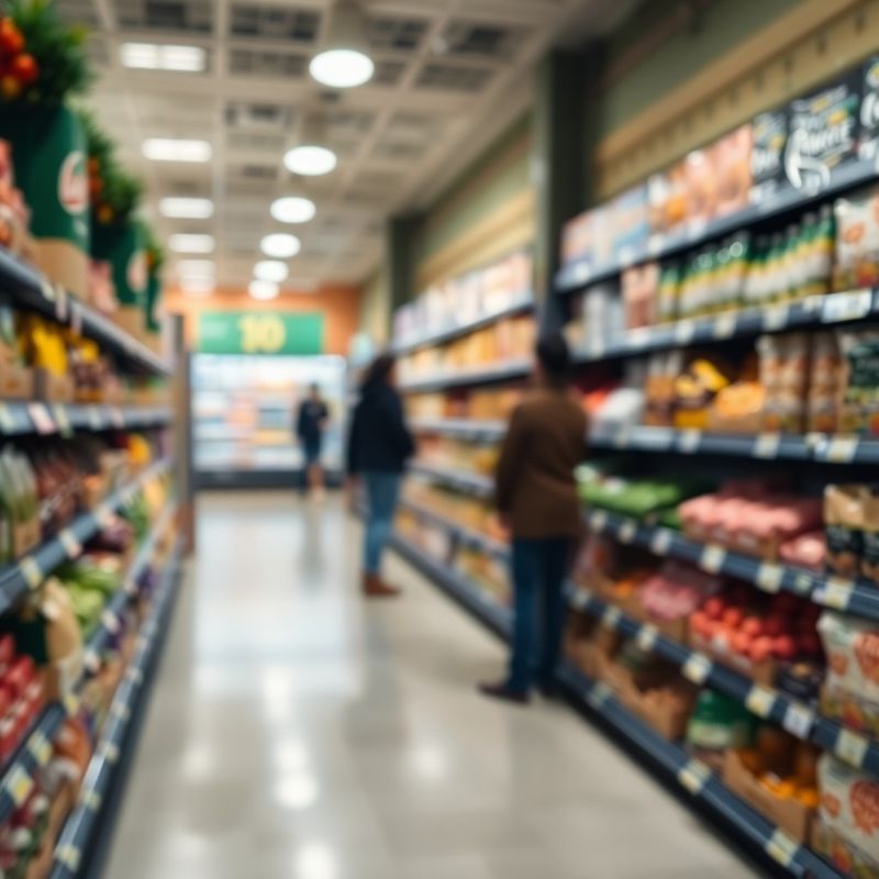Étiquette de prix dans un rayon de supermarché